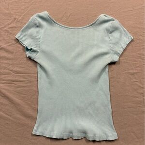 Cotton On Light Blue Ribbed Short Sleeve Top